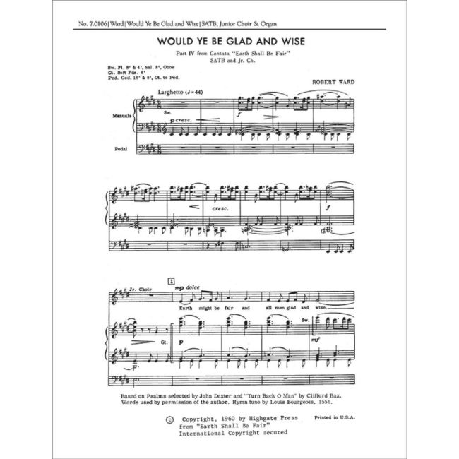 Ward, Robert - Would You Be Glad and Wise