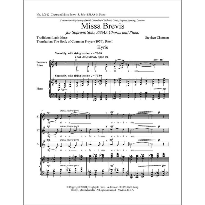 Chatman, Stephen - Missa Brevis