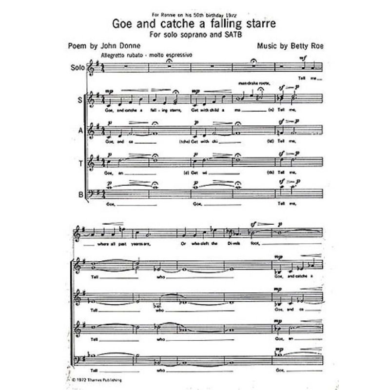 Roe, Betty - Goe and Catche A Falling Starre