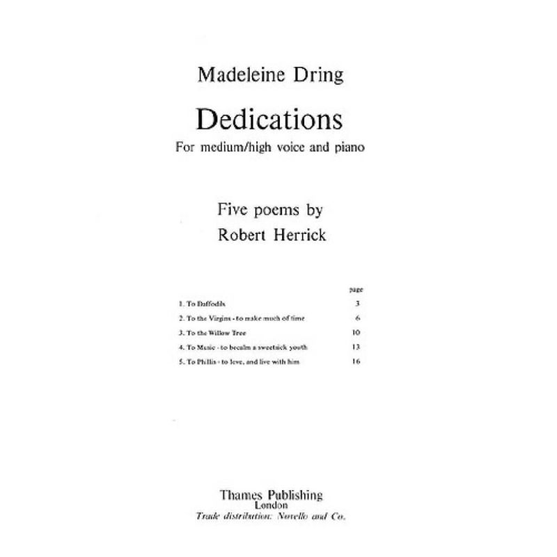 Dring, Madeleine - Dedications