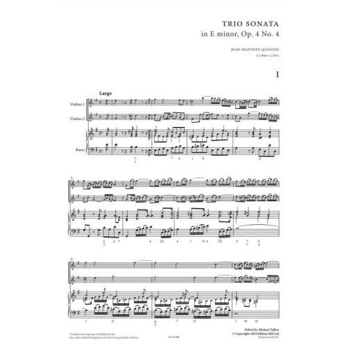 Quentin, Jean-Baptiste - Six trio sonatas Vol. 2 op. 4/4-6 Vol. 2