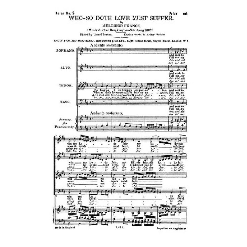 Franck, Melchior - Who So Doth Love Must Suffer