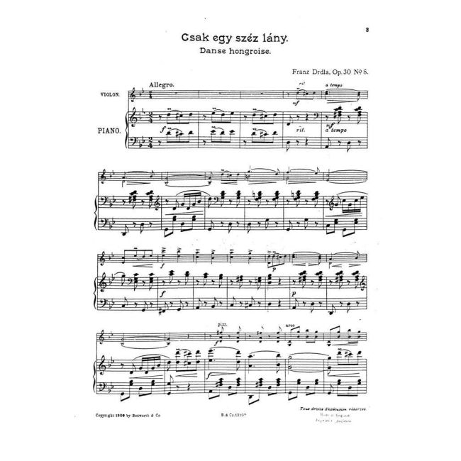 Drdla, F Hungarian Dance No.3 Eg A Kunyho