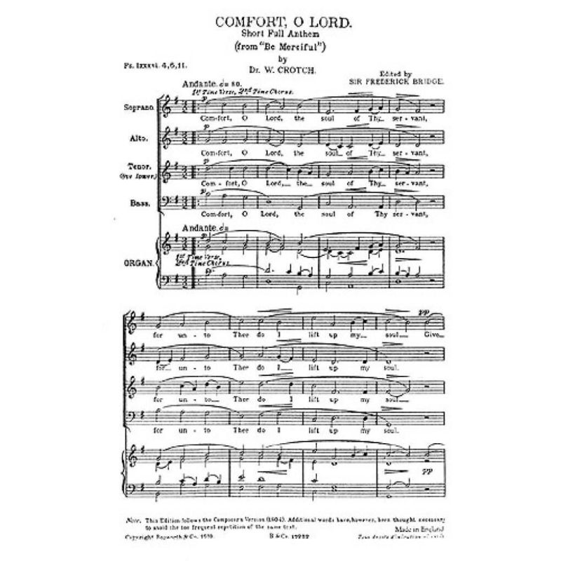 W. Crotch: Comfort O Lord The Soul Bridge