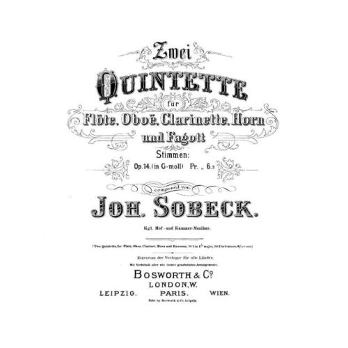 Sobeck J Wind Quintet Op14...