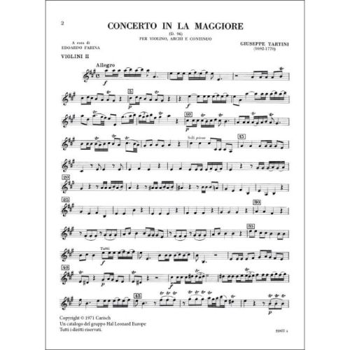 Tartini, Giuseppe - Volume 03 : Concerto in la Maggiore D 96