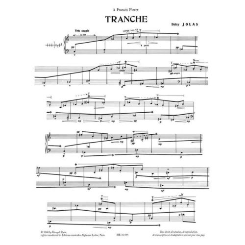 Jolas, Betsy - Tranche Harpe - Seule