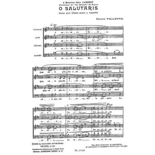 Villette - O Salutaris