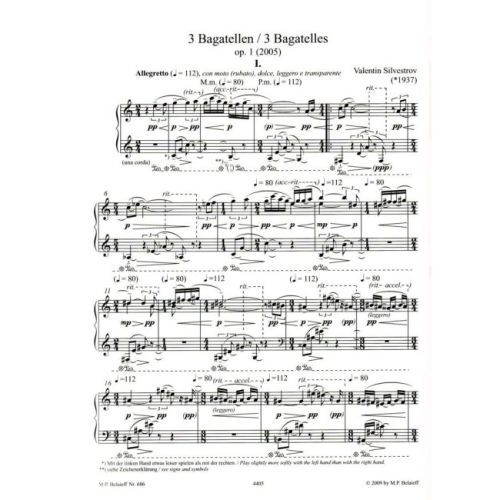 Silvestrov, Valentin - Bagatelles op. 1 - 5