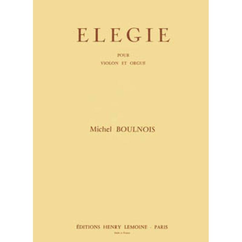 Boulnois, Michel - Elégie
