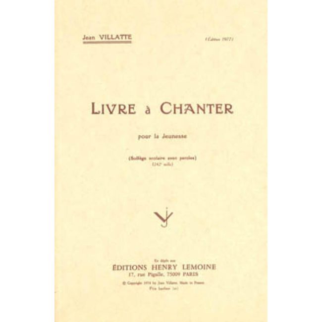 Vilatte, Jean - Livre à chanter