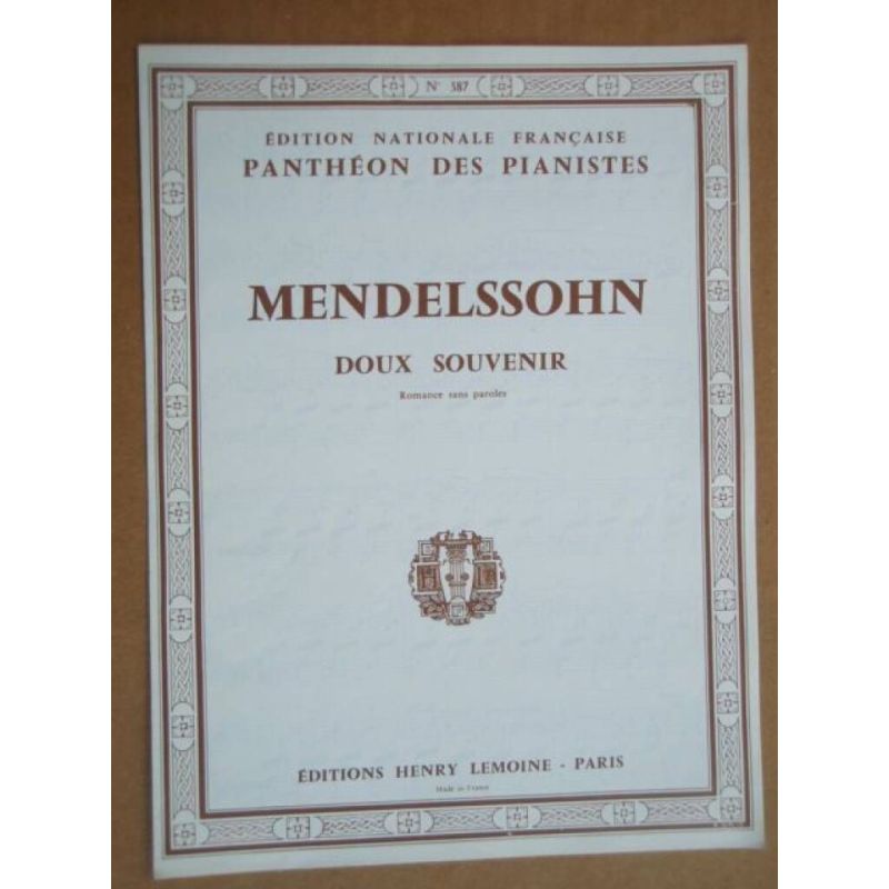 Bartholdy, Felix Mendelssohn - Romance sans paroles n°1 : Doux Souvenir