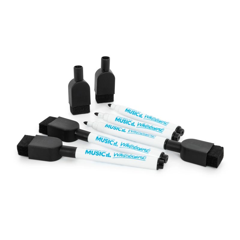 Fine tip dry-wipe whiteboard pen with eraser cap - 5 pack