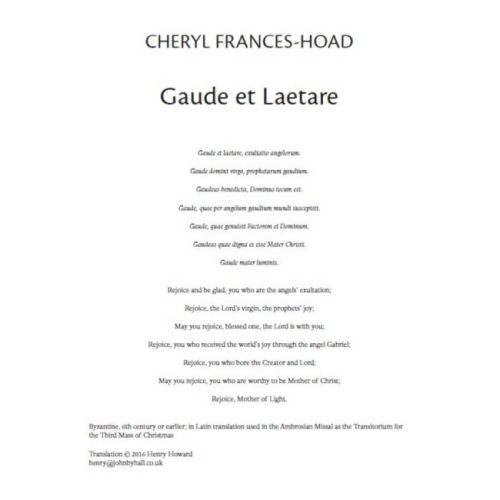 Frances-Hoad, Cheryl - Gaude Et Laetere