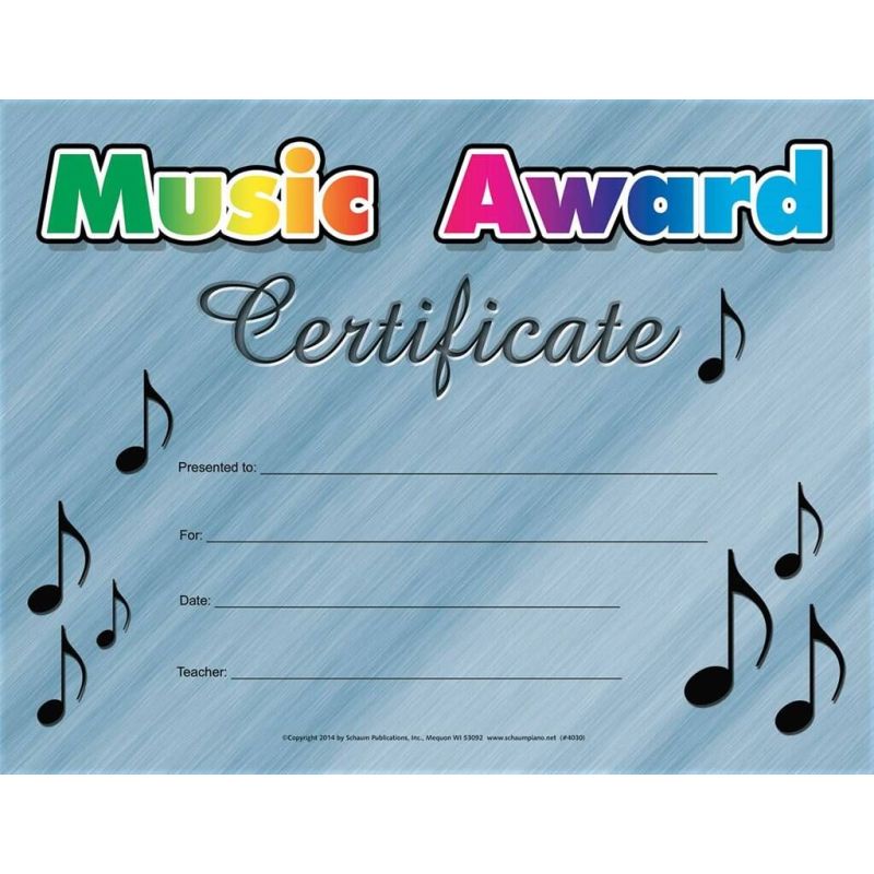 Music Award Certificate