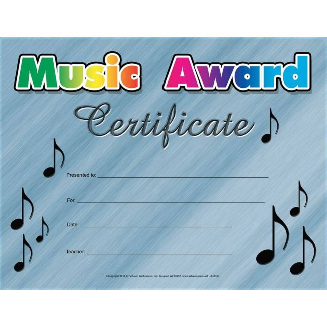 Music Award Certificate