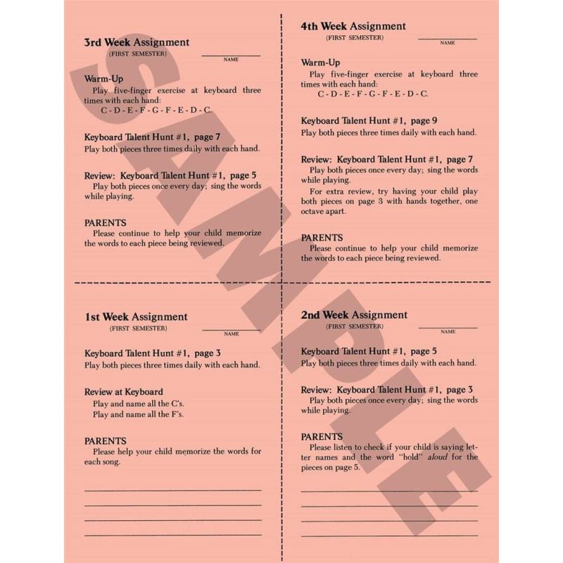 1st Semester Class Lesson Sheets