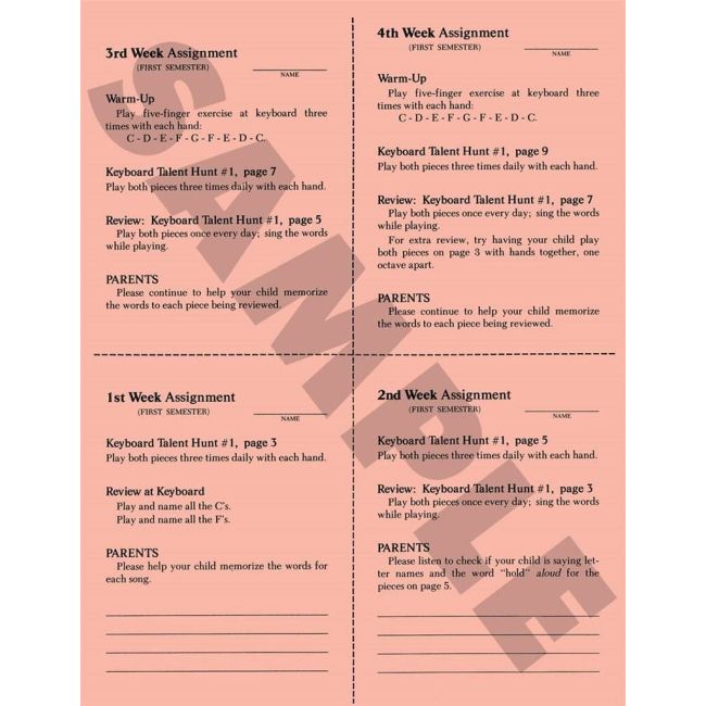 1st Semester Class Lesson Sheets