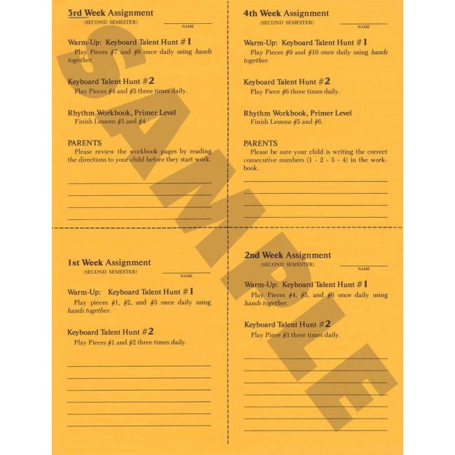 2nd Semester Class Lesson Sheets