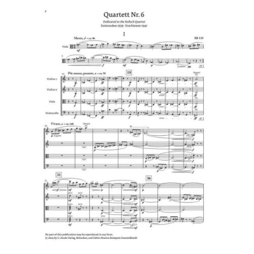 Bartók, Béla - String Quartet No. 6