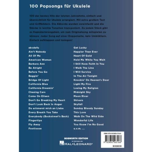 100 Popsongs für Ukulele