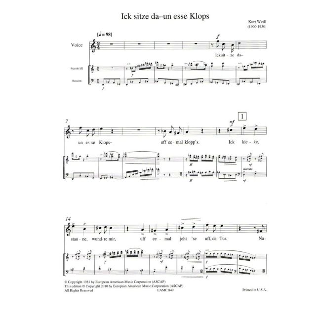 Weill, Kurt - Klops Lied