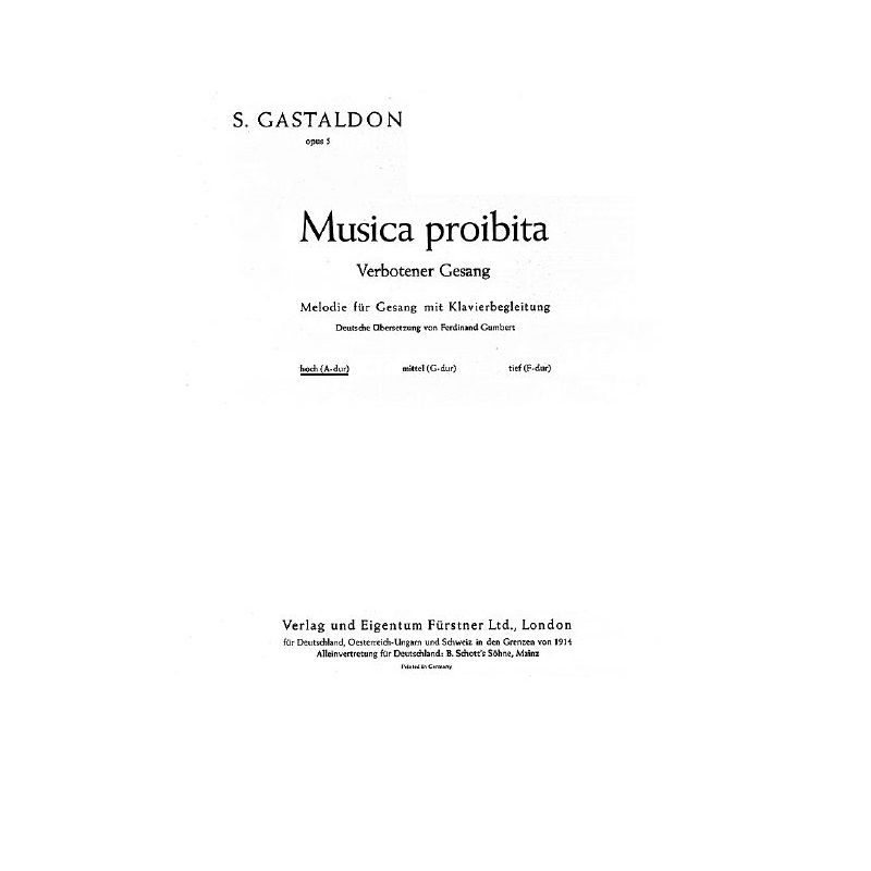 Gastaldon, Stanislao - Verbotener Gesang op. 5