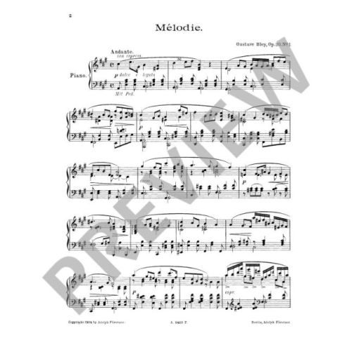 Bley, Gustava - Deux Mélodies pour Piano op. 30
