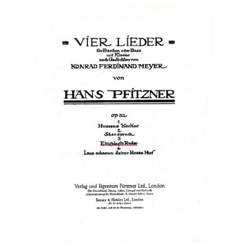 Pfitzner, Hans - 4 Lieder...