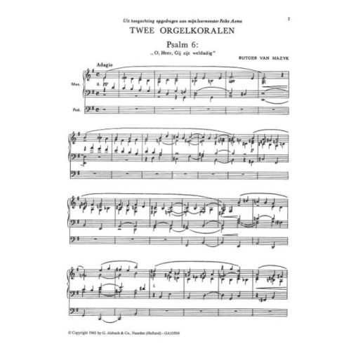 Mazijk, Rutger van - Muziek voor Kerk & Huis 13 2 Orgelkoralen