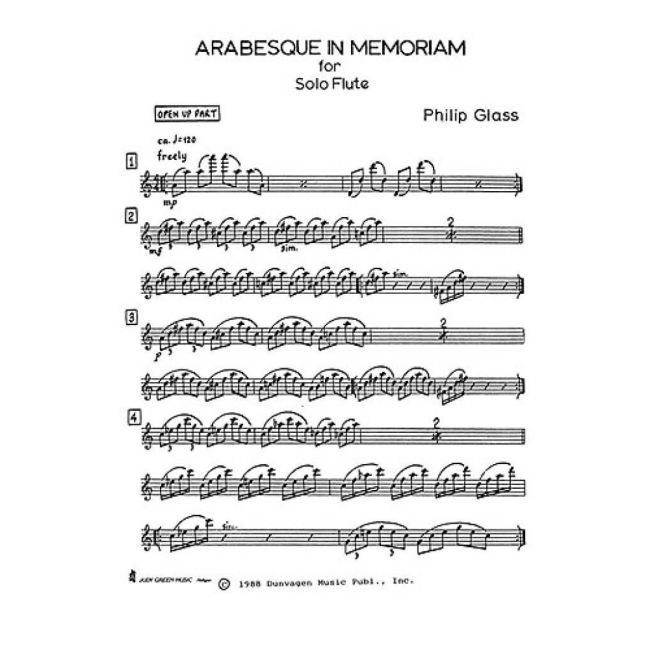Glass, Philip - Arabesque In Memoriam (Solo Flute)