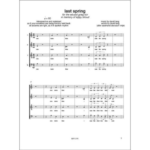 Lang, David - Last Spring