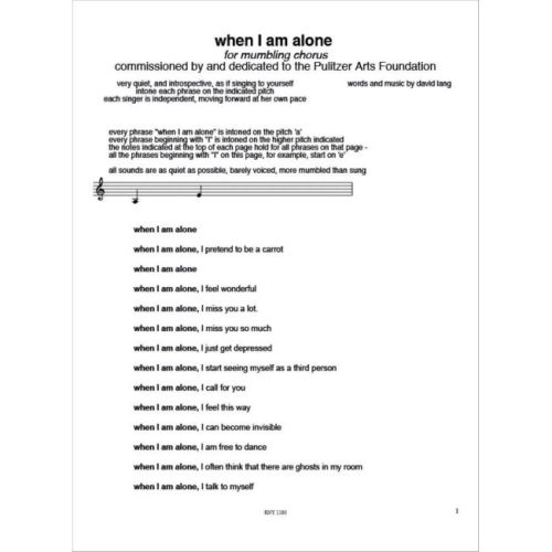 Lang, David - When I am Alone