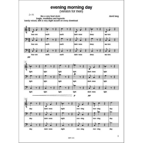 Lang, David - Evening morning day