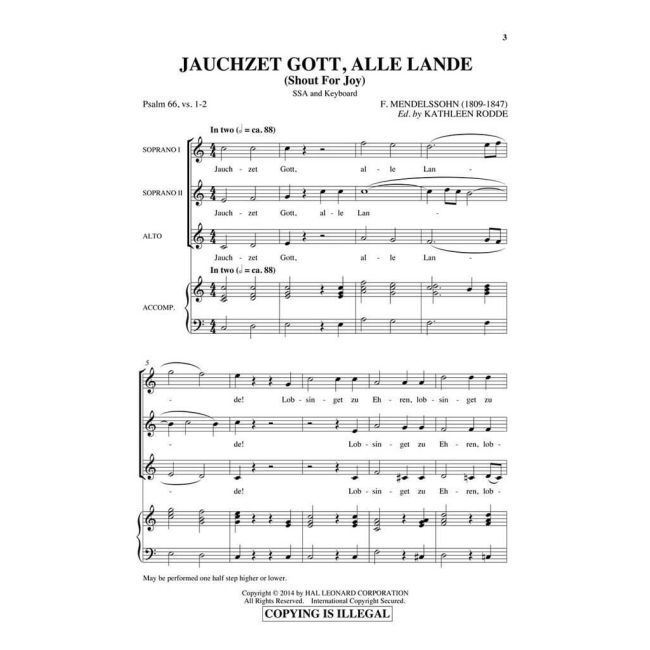 Bartholdy, Felix Mendelssohn - Jauchzet Gott, Alle Lande