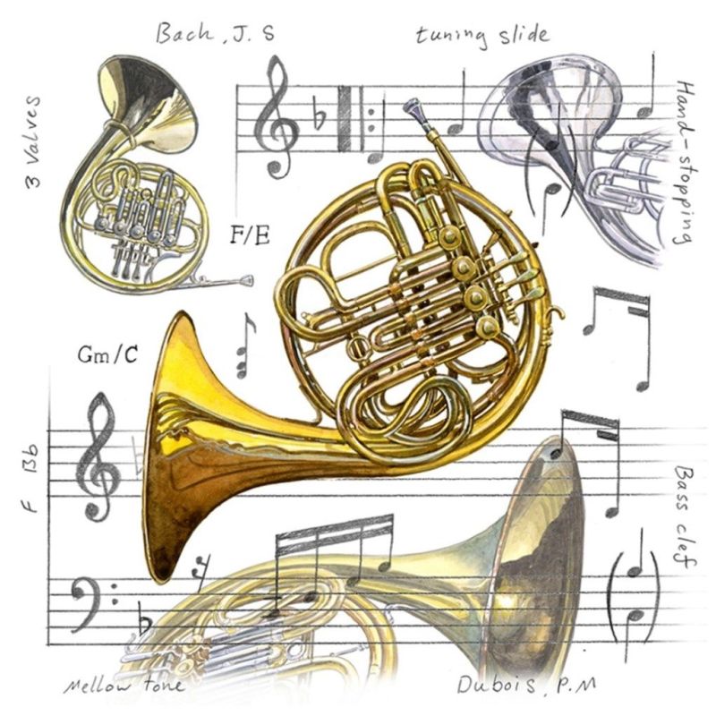 Little Snoring Gifts: Fridge Magnet - French Horn