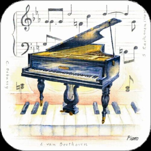 Coaster Set Of 4 Piano Design