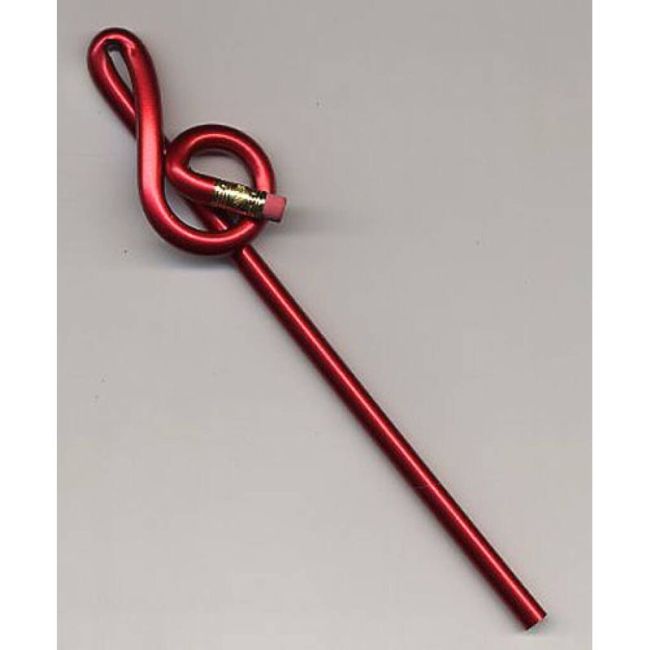Bentcil Treble Clef Red Single Pencil