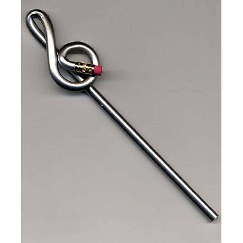Bentcil Treble Clef Silver Single Pencil