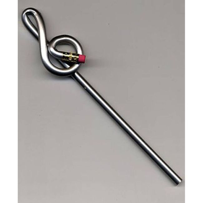Bentcil Treble Clef Silver Single Pencil