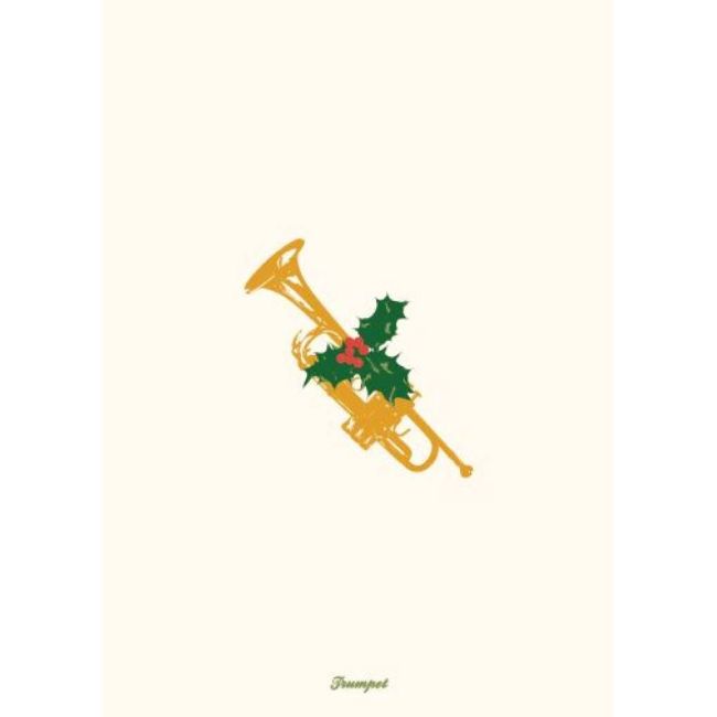 Vintage Xmas Trumpet - Greeting Card