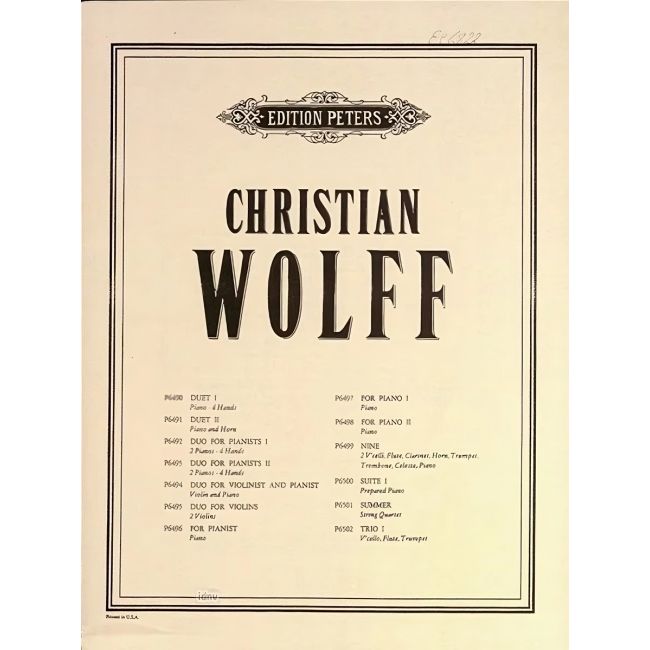 Wolff, Christian - For 1, 2 or 3 People