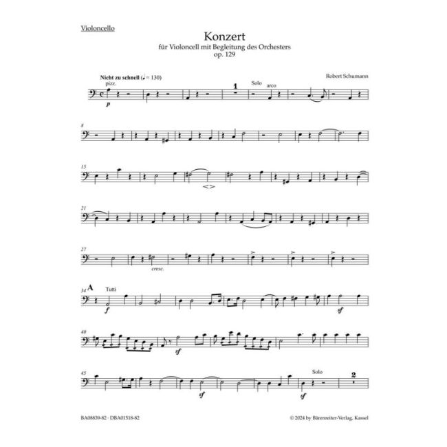 Schumann, Robert - Concerto for Violoncello in A minor Op.129