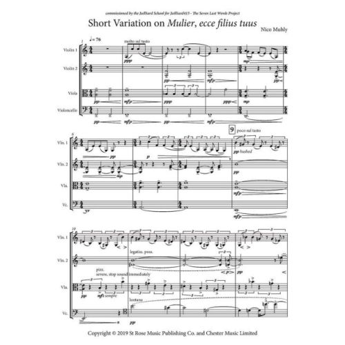 Muhly, Nico - Short Variation on Mulier, ecce filius tuus