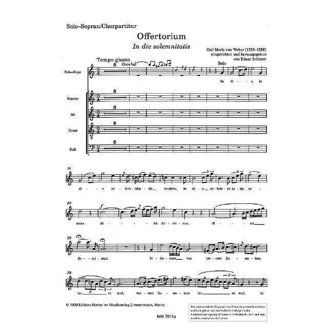 Weber, Carl Maria von - Offertorium "In die solemnitatis"