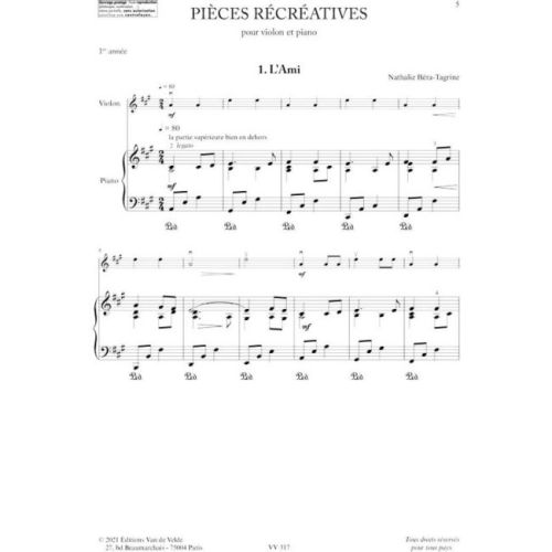 Bera-Tagrine, Nathalie - Pieces Recreatives Vol. 1
