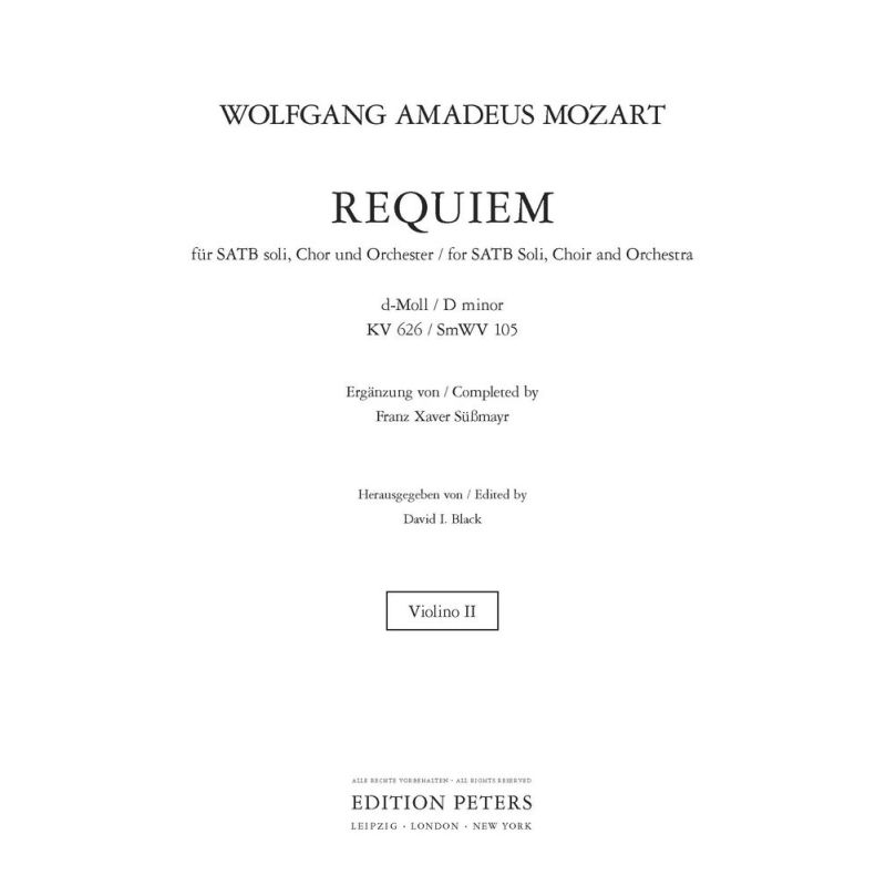 Mozart, Wolfgang Amadeus - Requiem in D minor K626 (Violin 2 Part)