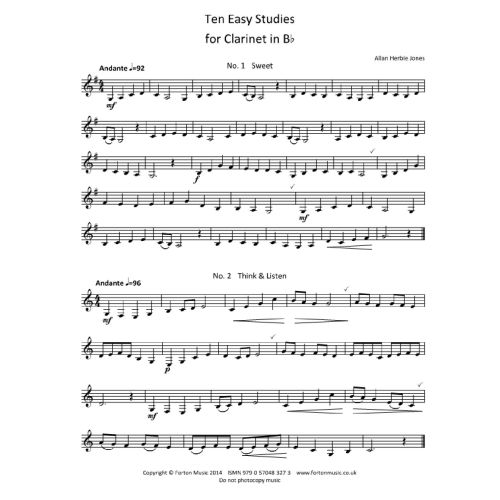 Jones, Allan Herbie: 10 Easy Studies for Clarinet