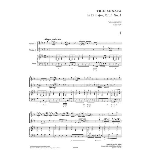Bates, William - Six trio sonatas Vol. 1 op. 1/1 Vol. 1