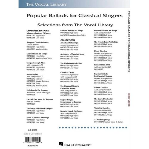 Popular Ballads for Classical Singers